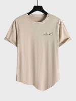 ChArmkpR Heren T Shirt met Korte Mouwen, Crew Neck, Onregelmatige Zoom en Letterprint