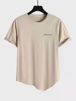 ChArmkpR Heren T shirts Letterprint Ronde Hals Irregulaire Zoom Korte Mouwen T shirts