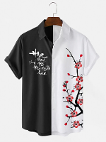 ChArmkpR Herenoverhemden met bloemenprint en patchwork