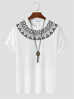 ChArmkpR Mannen Geometrisch Tribaal Stikwerk Korte Mouw Zachte T Shirts