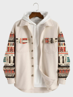 Mens Etnisch Stammenpatroon Patchwork Klepzak Tweed Jas