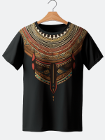 Mens Etnische Totem Print Crew Neck Korte Mouw T Shirts