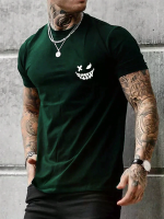 ChArmkpR Mens Grappige Glimlach Print Crew Neck Korte Mouw T Shirts