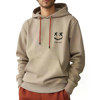 ChArmkpR MENS Smile Face Print Kangaroo Pocket Casual Drawstring Hoodies