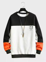 Smile Print Colorblock Sweatshirts