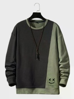Smile Print Twee Tone Sweatshirts