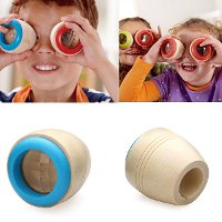 Child Wooden Kaleidoscope Polygon Mirror Magical Bee Eye Funny Toys