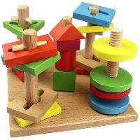 Children Wooden Toys Five Column Suit Colorful Building Blocks