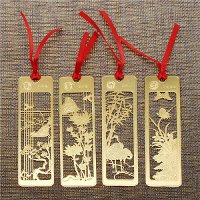 Chinese Style Metal Bookmarks Plum Blossom Orchid Bamboo Chrysanthemum Pattern
