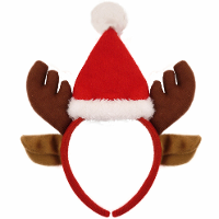 Kerst diadeem/haarband   rendier gewei met kerstmuts   bruin/rood   22 cm
