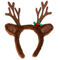 Kerst diadeem/haarband   rendier gewei met oren   donkerbruin   nepbont