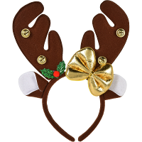 Kerst diadeem/haarband   rendier gewei met strikje   donkerbruin   25 cm