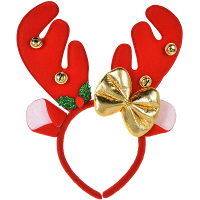 Kerst diadeem/haarband   rendier gewei met strikje   rood   25 cm