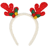 Kerst diadeem/haarband   rendier gewei   rood   21 cm