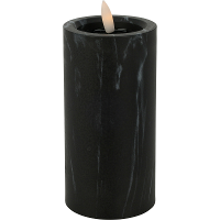 LED kaars/stompkaars   zwart marmer look   D7,5 x H15 cm