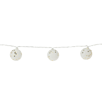Lichtsnoer 10 bolletjes D5 cm   wit glitters   150 cm  kunststof batterij