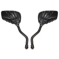 Chrome Motorcycle Skull Mirror For Harley Softail Dyna Black
