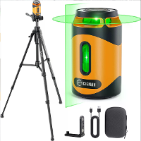 CIGMAN CM 505 Laserwaterpas 360° Groene Zelfnivellerende Kruislijn 100Ft Oplaadbare Batterij Pulsmodus Inclusief Statief