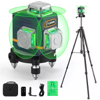 CIGMAN CM 701T 3x360° laserwaterpas 30m groene straal zelfnivellerend afstandsbediening oplaadbare batterij met 1,5m sta
