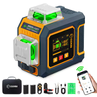 CIGMAN CM S03 Laserwaterpas 12 lijnen LCD display groene straal 3x360° zelfnivellerend gereedschap IP54 oplaadbare batte