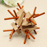 Classical Intellectual Toys Kong Ming Lock Rubber Wood
