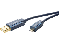 Clicktronic USB 2.0 Aansluitkabel [1x USB A 2.0 Stekker   1x Micro USB 2.0 B stekker] 1 m Blauw Vergulde steekcontacten