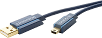 Clicktronic USB 2.0 Aansluitkabel [1x USB A 2.0 Stekker   1x Mini USB 2.0 B stekker] 1.8 M Blauw Vergulde steekcontacten