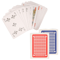 Set van 2x mini clown speelkaarten rood en blauw
