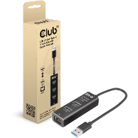 Club 3D USB A 3.2 Gen1, 3 Ports Hub with Gigabit Ethernet dockingstation