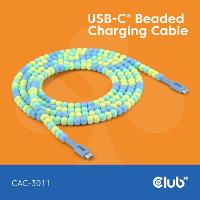 Club 3D USB C Beaded Cable Blue, 2 meter kabel