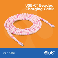 Club 3D USB C Beaded Cable Pink, 2 meter kabel