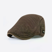 Collrown Ademend Beret Pet Heren Mesh Stof Platte Hoed Nieuwsboy Pet Rijdende Vissershoed Piek Hoed Verstelbare Cabbie H