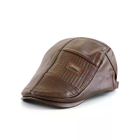 Collrown Beret Heren Verstelbare PU Leren Plat Kap Stitch Newsboy Cap Rijdende Visser Cabbie Hoed Peaked Cap voor Herfst
