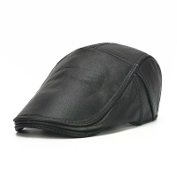 Collrown Berets Heren Platte Petten Echte Leren Eendentong Pet Klassiek Verstelbaar Casual Rijdende Cabbie Hoed