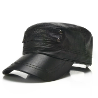 Collrown Echte Schapenleren Pet Heren Flat Cap Verstelbare Buitensport Casual Zwarte Petten voor Lente Herfst