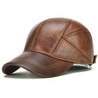 Collrown Heren Echte Leren Baseballpet met Verborgen Oorkleppen voor Herfst Winter Buitenshuis Casual Warme Koeienleren