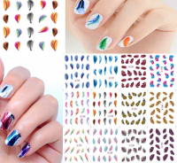 Colorful Feather Water Transfer Nail Art Stickers Leopard Nail Decals