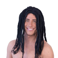 Carnaval verkleed pruik   Dreadlocks Rasta   zwart   lang haar   heren   Hippie
