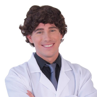 Carnaval verkleed pruik   Frivole dude   bruin   kort haar krullen   heren
