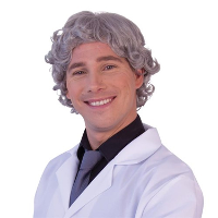 Carnaval verkleed pruik   Frivole dude   grijs   kort haar krullen   heren   opa/oude man