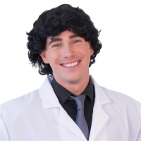 Carnaval verkleed pruik   Frivole dude   zwart   kort haar krullen   heren