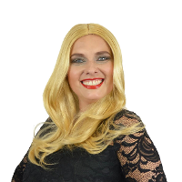 Carnaval verkleed pruik   Lady Yvette   blond   lang stijl haar   dames