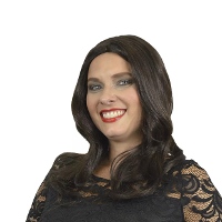 Carnaval verkleed pruik   Lady Yvette   donkerbruin   lang stijl haar   dames