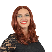 Carnaval verkleed pruik   Lady Yvette   roestbruin   lang stijl haar   dames
