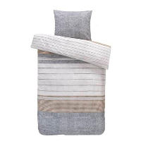 Comfort dekbedovertrek Finch strepen   taupe   140x200/220 cm   Leen Bakker