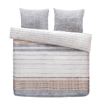 Comfort dekbedovertrek Finch strepen   taupe   240x200/220 cm   Leen Bakker