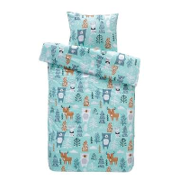 Dekbedovertrek Yule flanel dieren   blauw   120x150 cm   Leen Bakker