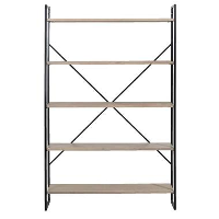 WOOOD wandmeubel Senn   zwart/grenen   190,5x120x35 cm   Leen Bakker