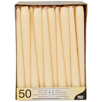 Dinerkaarsen/kandelaarkaarsen Mega pack   50x stuks   creme wit   Gotisch   25 cm
