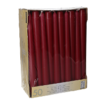 Dinerkaarsen/kandelaarkaarsen Mega pack   50x stuks   donker rood   Gotisch   25 cm